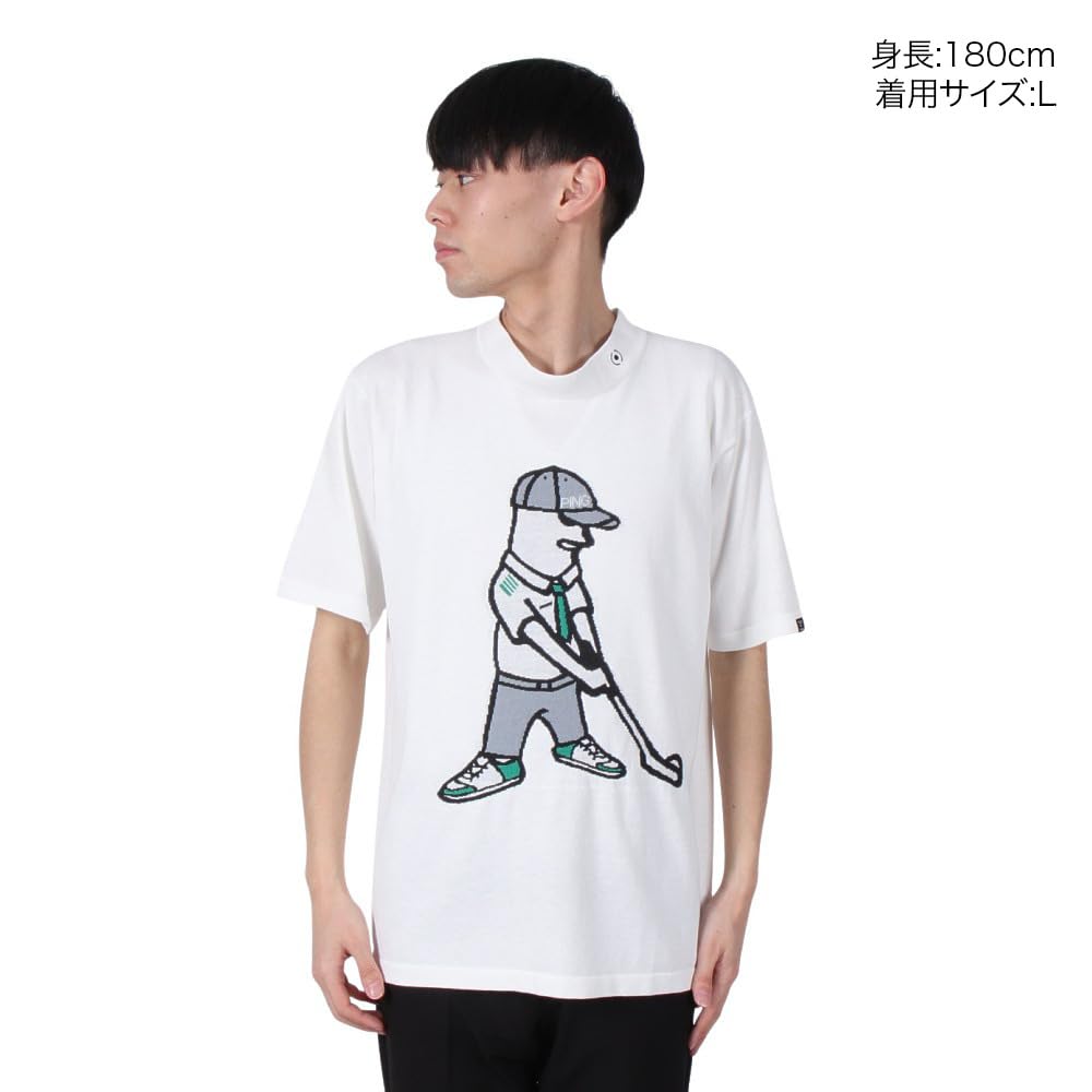 PING Apparel Men's Short Sleeve High Neck Sweater (Mr. PING, Moisture-Wicking and Heat-Resisting) / Golf / 621-5175201 030_White, Size S