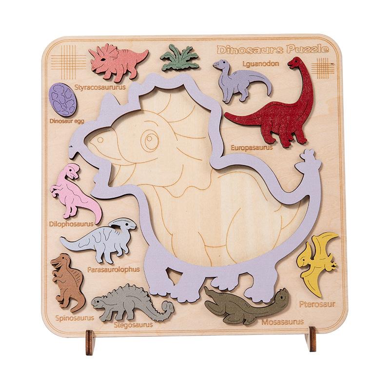 Brain Burning Decompression Animal Dinosaur Three-dimensional Shape Pairing Cognitive Puzzle Board Early Education Puzzle Toy