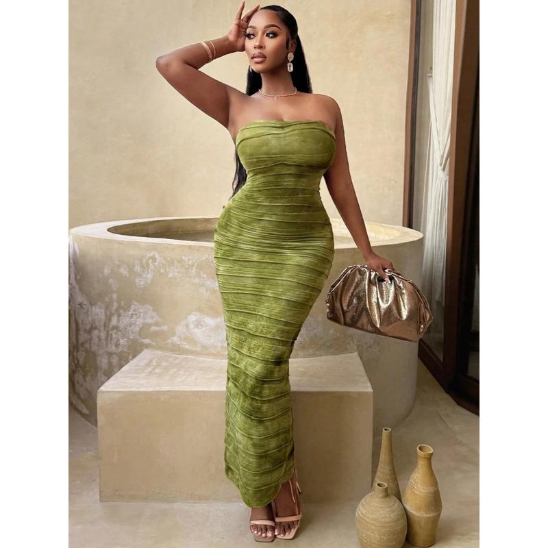 Explosive Autumn New Slim Backless Tie-dyed Tube Top, Dress, Women