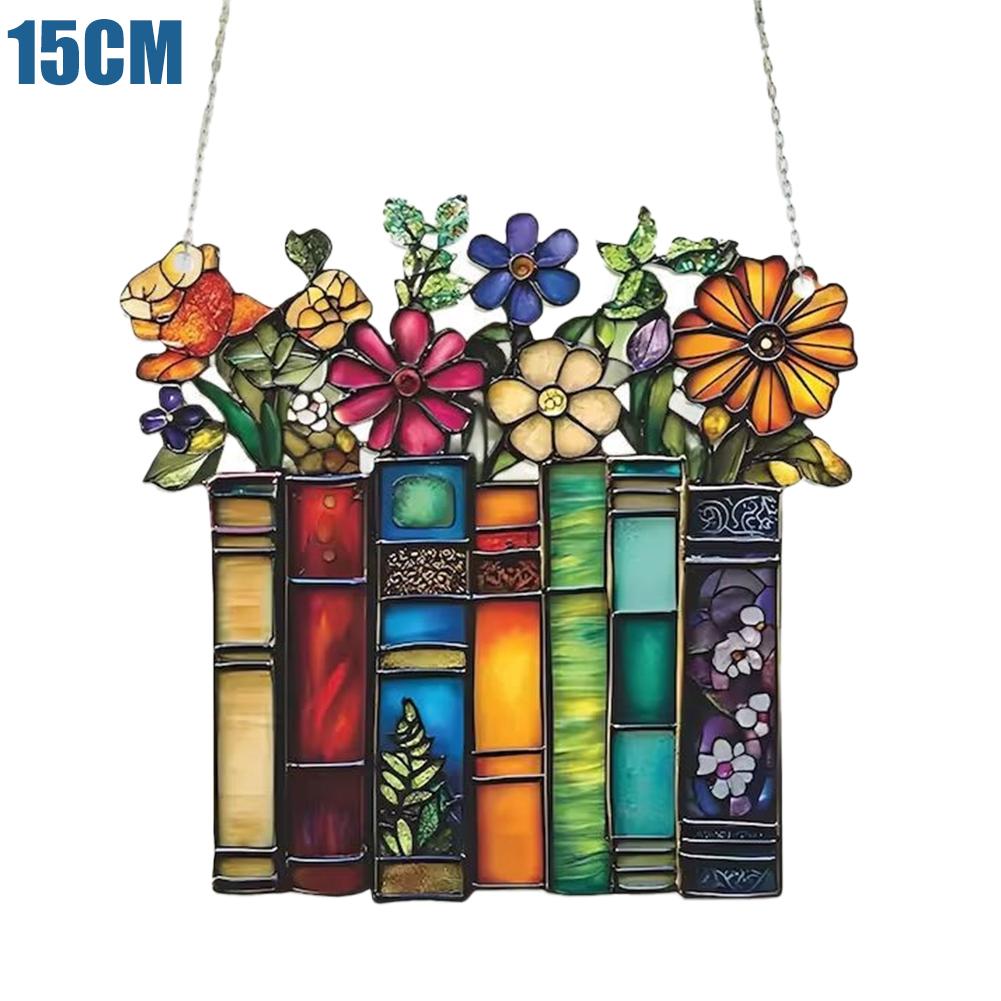 2D/Flat DIY Book Ornament Stained Glass Window Hanging Acrylic Bookish Gifts For  Reader Shelf  Home Wall Decoration Crafts