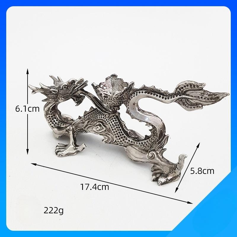 Metal Silver Dragon Ornament Crystal Ball Base Desktop Ornament Handicrafts Crystal Ball Holder Display Stand Home Decoration