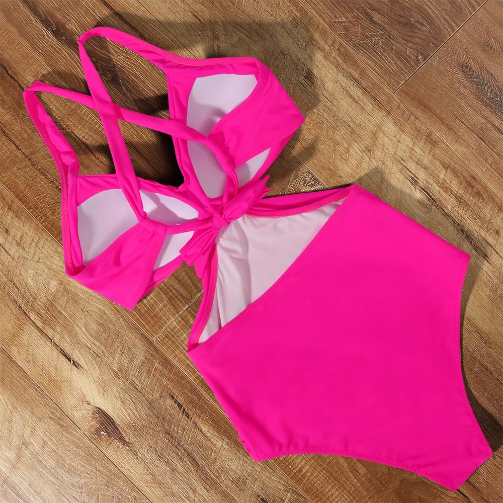 Damen-Badeanzug, ausgeschnitten, einteiliger Badeanzug, Neckholder, hohe Taille, Strandmode, Monokini, Push-Up-Badeanzug, einteilige Badebekleidung für Damen