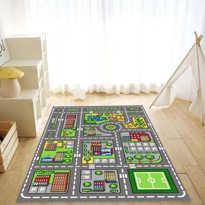 Stadtplan Spielteppich für Kinderzimmer Bunte Stadtstraßen-Strecken Teppich für Spielzeugautos Spielzimmer Bodenmatte für Kinderzimmer Kleinkind Schlafzimmer
