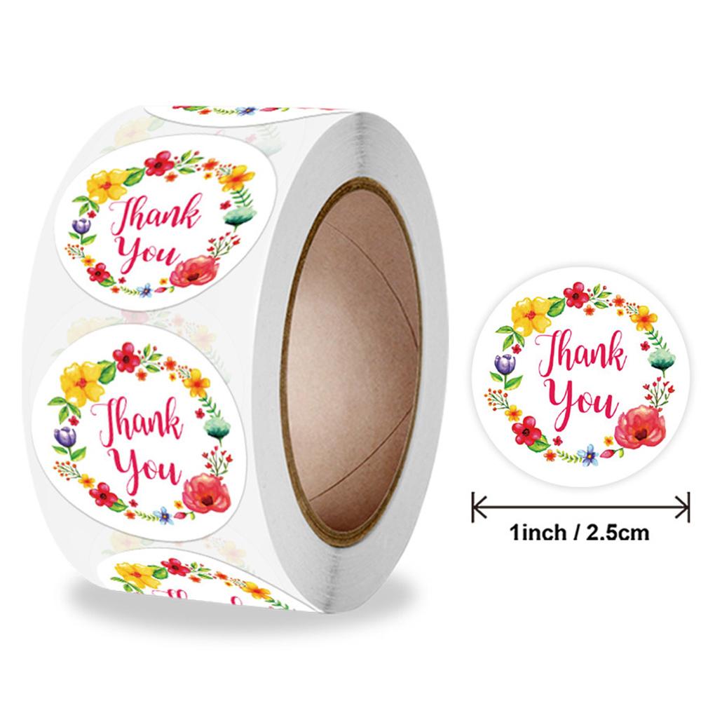 500pcs Thank You Stickers Green Flowers Thank You Labels for Birthday, Weddings, Giveaways, and Small Business Shipping Stickers