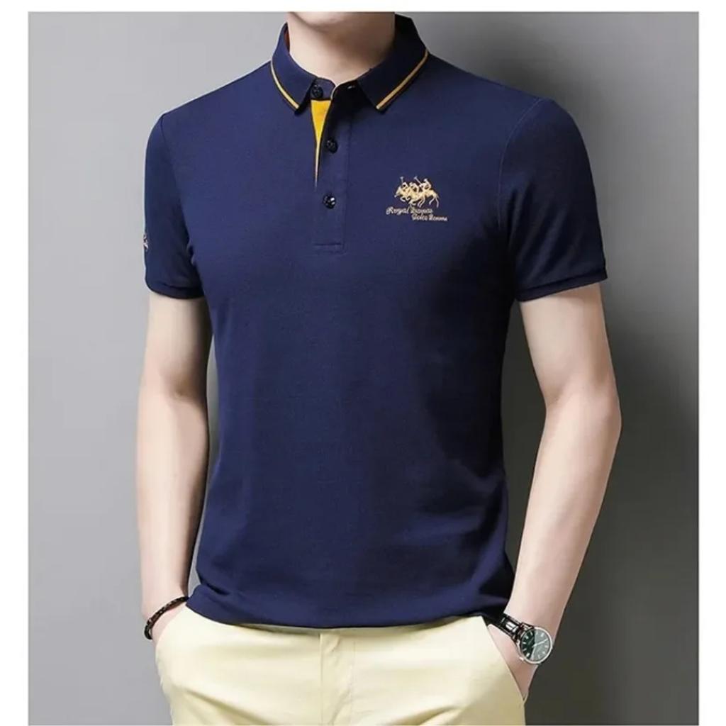Trend Hub Mens Short Sleeve Embroidered Polo Shirts Breathable Lightweight Shirt Luxury Top Casual Lapel T-shirt Men T Shirt Homme
