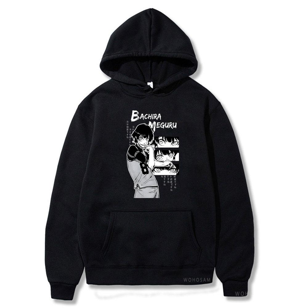 

Manga BLUE LOCK Bachira Meguru Hoodies Creative Чоловіки Жінки Печворк Топи з капюшоном Harajuku Fashion Корейський стиль Світшоти XL чорний