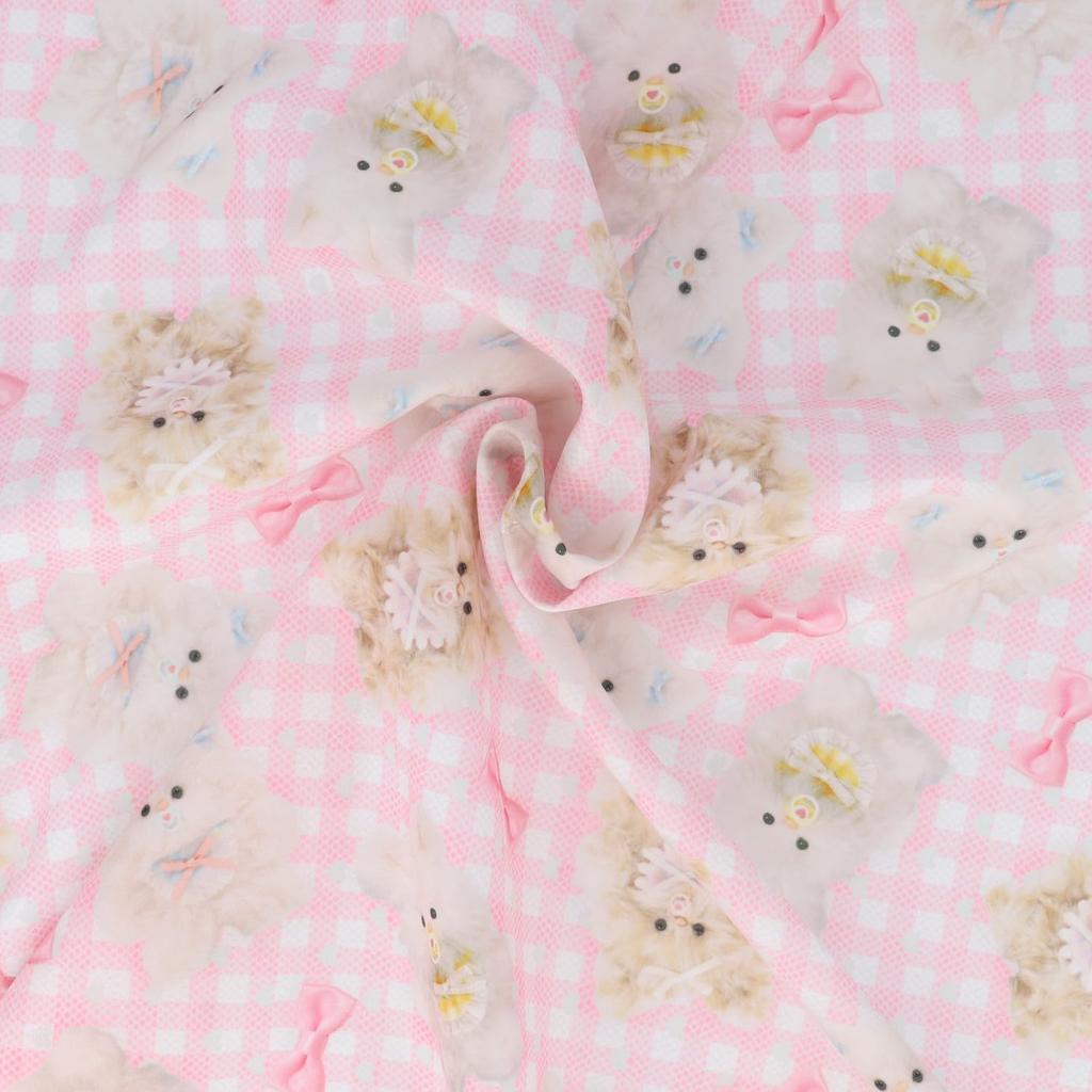 KIYOHARA imaDOKI Fluffy Baby Ribbon 45cm Wide X 1m Includes QR Code for Recipes To Make Large Small Drawstring Fabric, Cut, Pink, & Bags, IMAF-22C