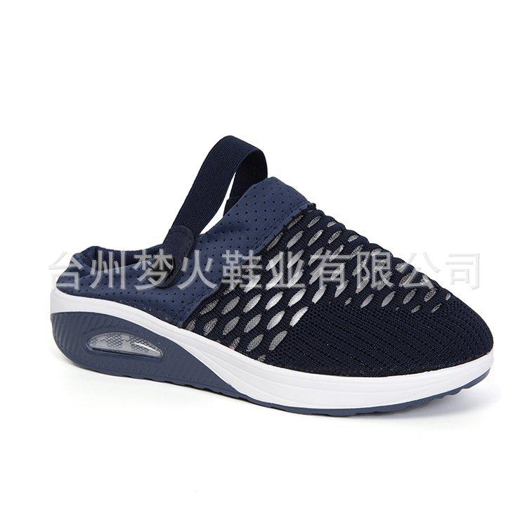 

Новые сандалии на толстой подошве с закрытым носком для женского лета, новые спортивные дышащие, два способа носки, крутые шлепанцы на толстой подошве 43 темно-синий