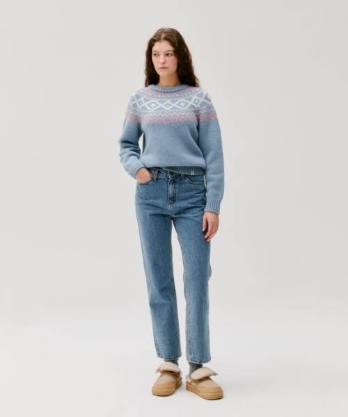 DEPOUND Fair Isle Knit Pullover [Sky Blue]