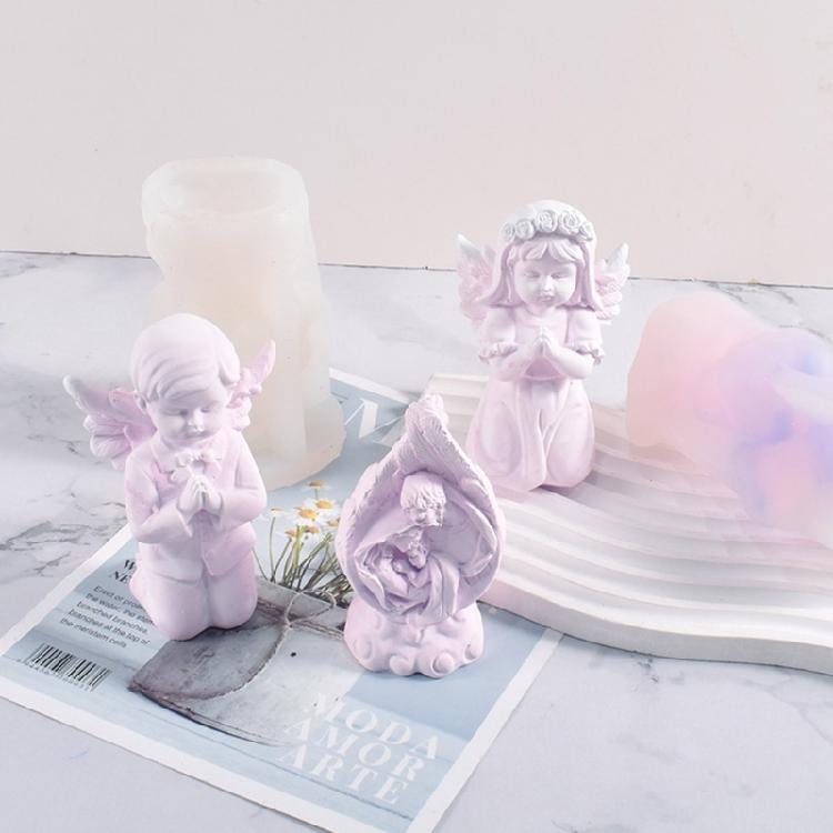 Plaster Aromatherapy Candle Molds 3D Candle Making Mold 3D Angel Silicone Mold for Home Decoration,Art Crafts Ornaments