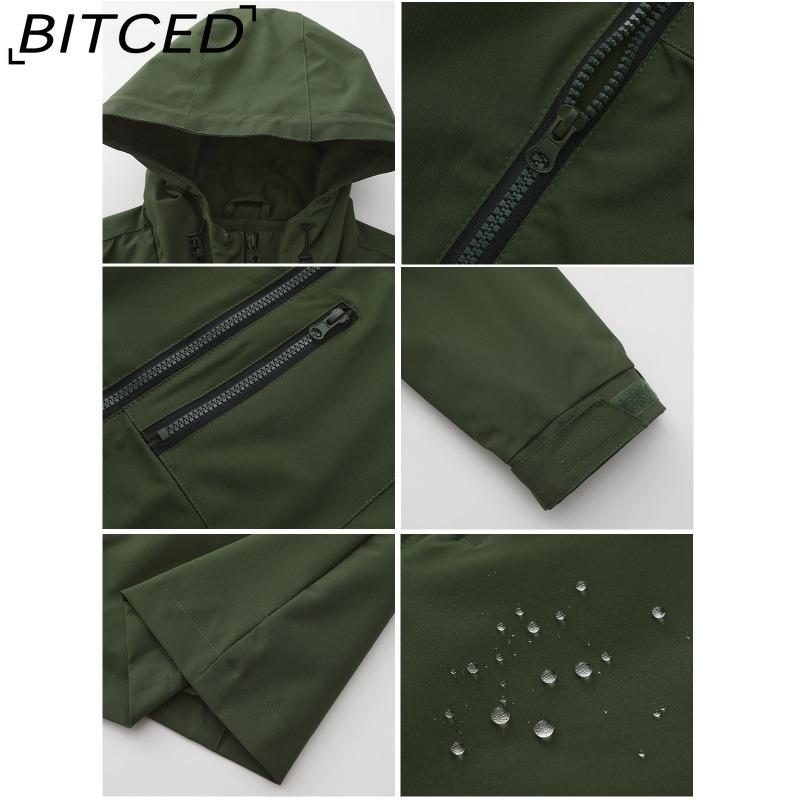 BITCED Women's Outdoor Sports Water-Resistant Trench Coat with Hood Long-Sleeved Spring/Autumn Loose-Fit Casual Windbreaker