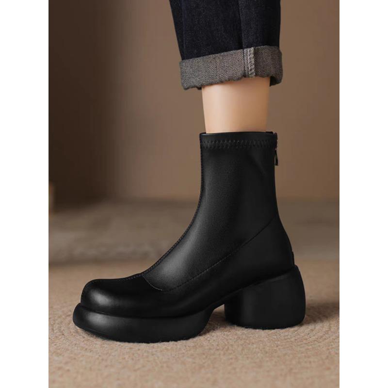 Autumn and Winter New styles fashion High heels Women's boots zipper round toe Square heel Modern Boots high 6cm size 34-43