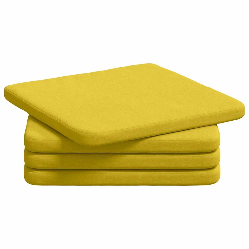 Seat Cushions 4 pcs Light Yellow 40 x 40 x 3 cm Fabric