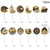 12/36Pcs Eid Mubarak Cupcake Topper Moon Star Mosque Cake Dessert DIY Decoration Islamic Muslim Party Baking Tool Ramadan 2025