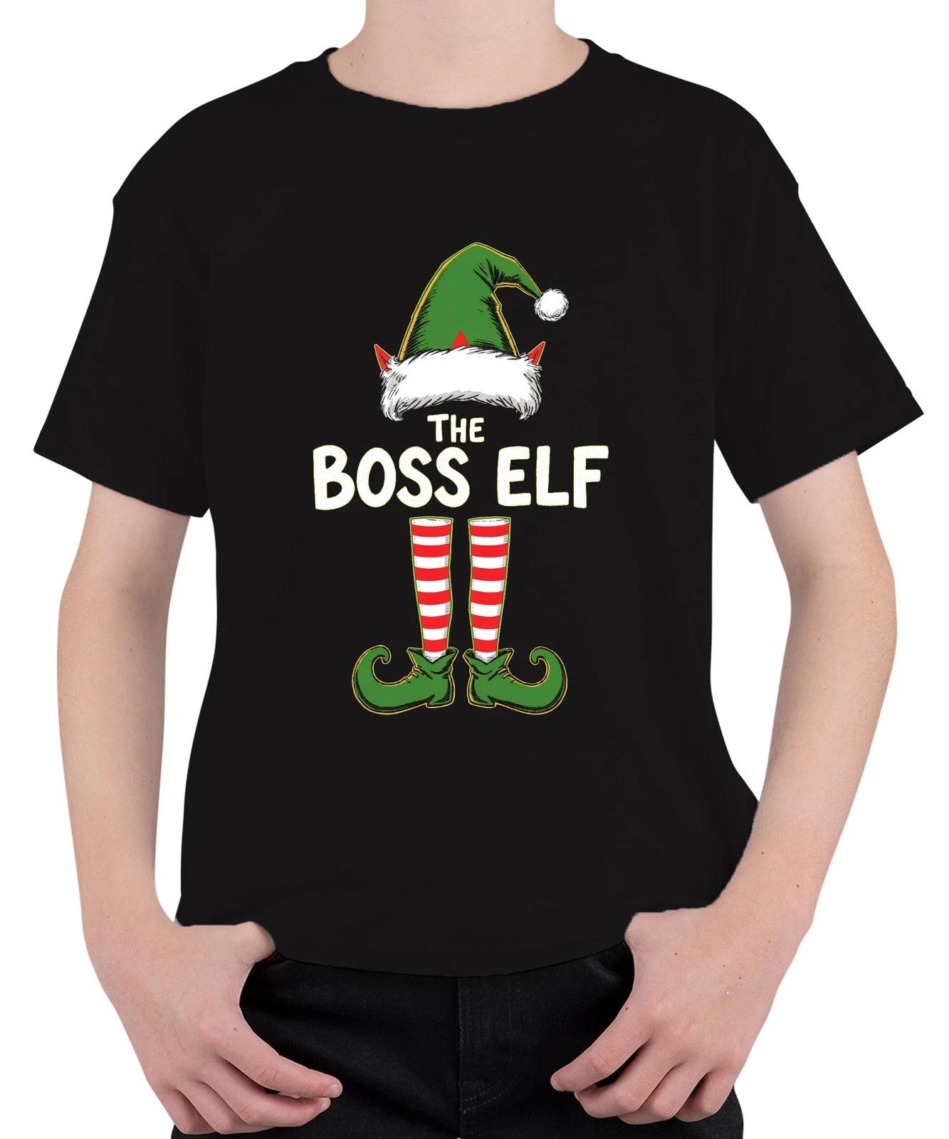 THE BOSS ELF Weihnachtswichtel Weihnachtshut Elfenstiefel Humor Unisex Kinder T- XXL