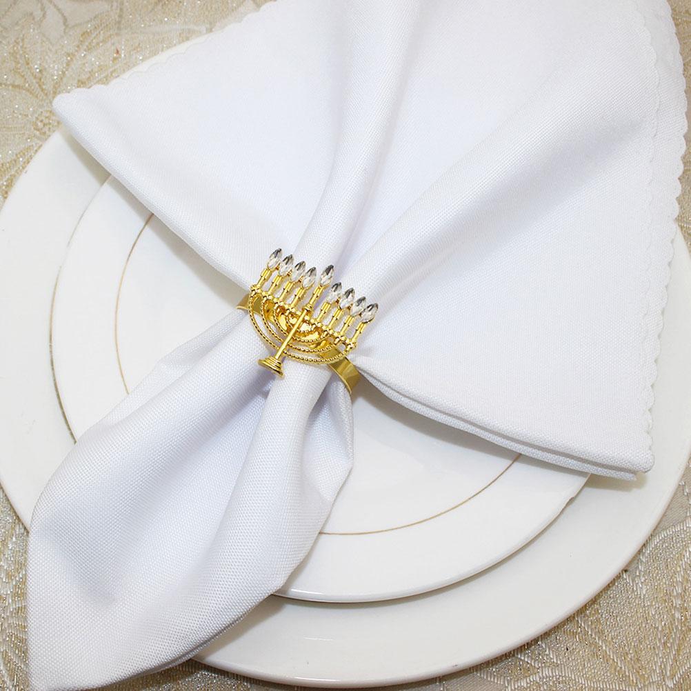 6 Pcs Napkin Ring White Tray Hotel Holders Decorative Buckles Bracket Metal Rings Alloy Menorah Adornment Shaped