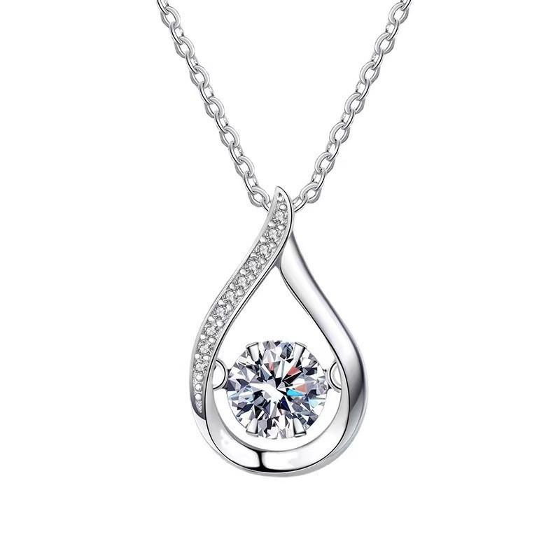 925 Sterling Silver Zircon Woman Necklace Shiny Charm Geometric Shape Pendant Choker Birthday Party Gift Exquisite Jewelry