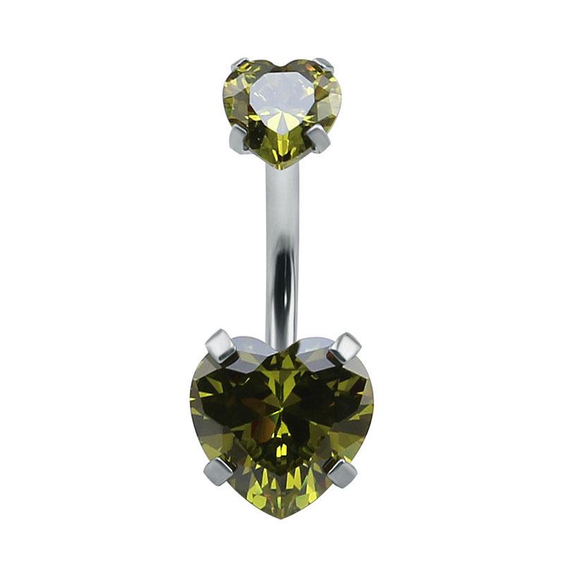 Heart-Shaped Zircon Titanium Steel Navel Rings - Customizable European & American Design (2022)