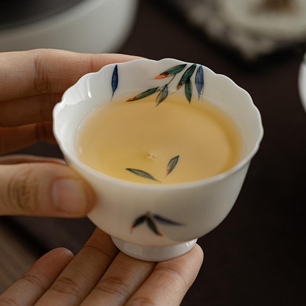Transitional Chinese/Japanese Style Teacup Vintage Floral KungFu Teacup For Adults A