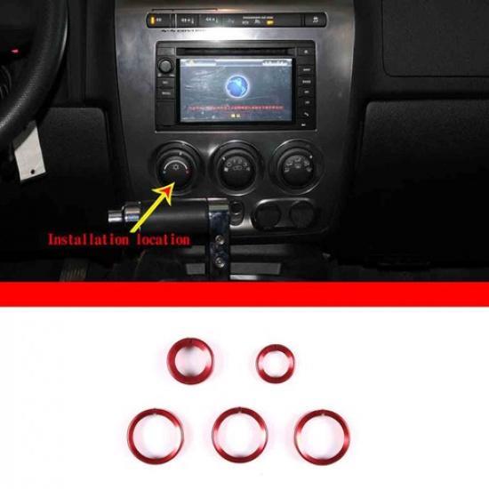 Red Alloy Center Console Switch Button Ring Knob Covery trim For Hummer H3 05-09