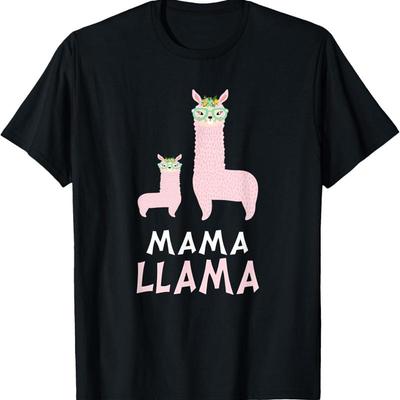 Mama Llama And Baby Fun T Shirt Dk