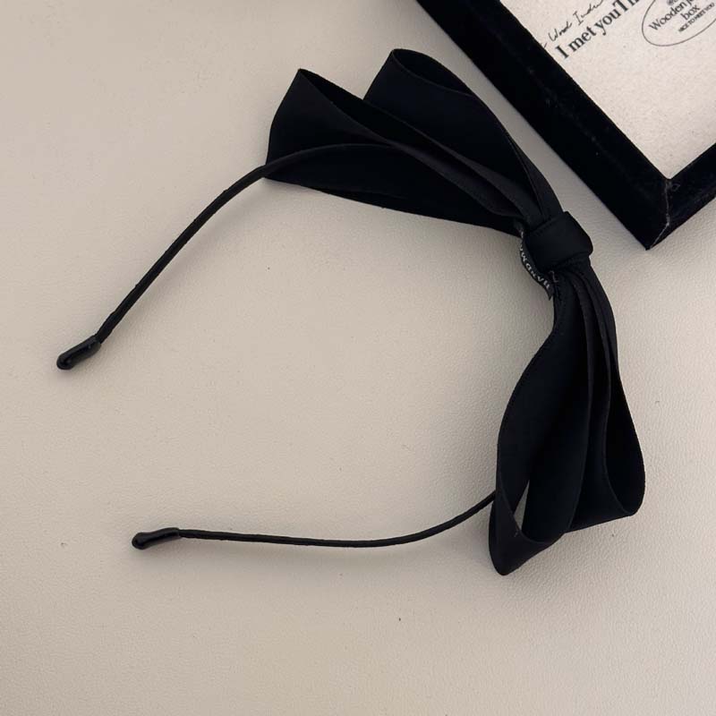 

Корейская однотонная двухслойная повязка на голову с лентой-бантом для женщин и девочек, винтажный большой бант, обруч для волос, резинки для волос, аксессуары для волос