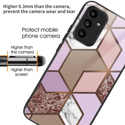 For Samsung Galaxy A15 4G/5G Tempered Glass Case Shock Protective Phone Cover Marble Pattern
