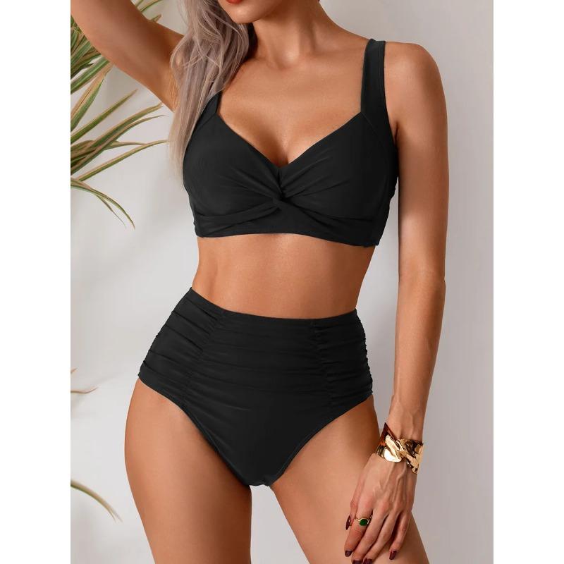 2025 Sexy Blauer Badeanzug mit Trägern Damen High Waist Bikini Set Brasilianischer Damen Badeanzug Cross Push Up Strand Badeanzug