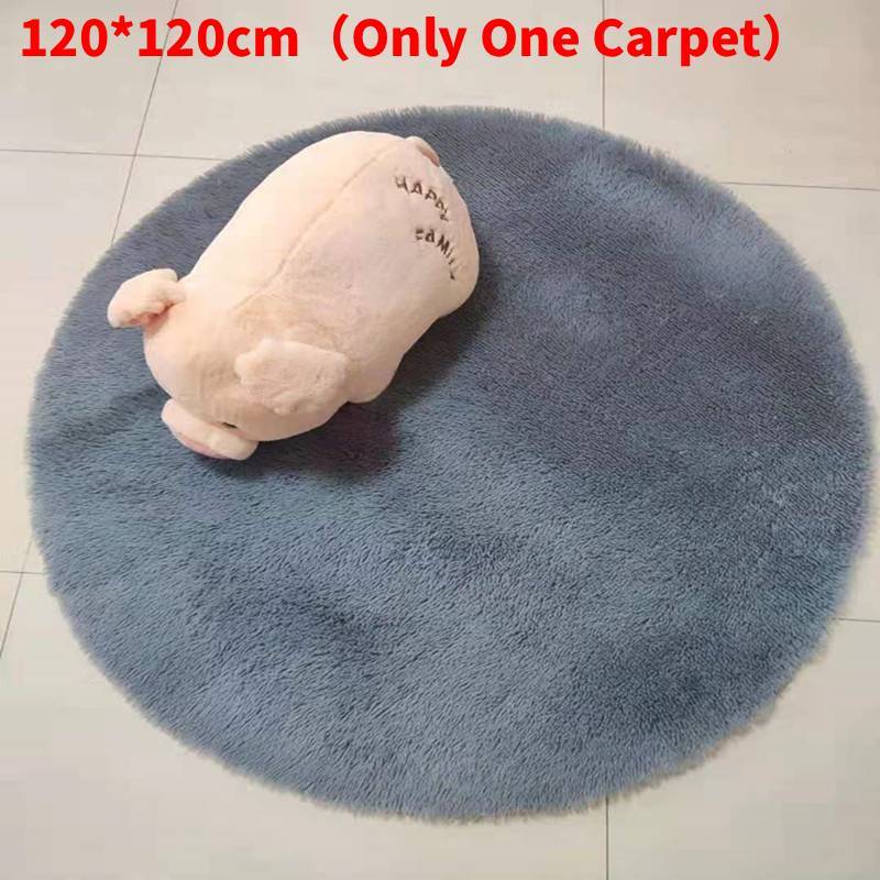 Round Rug For Living Room With Silk Wool Material And Tie Dye Pattern For Home Decor
