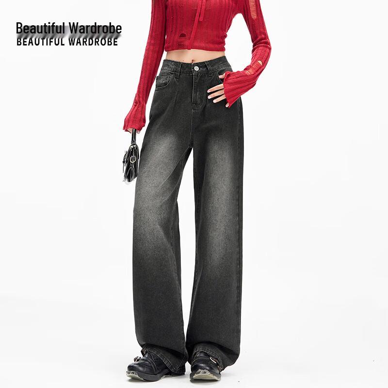 BEAUTIFUL WARDROBE Women's American Retro Straight-Leg Loose Jeans
