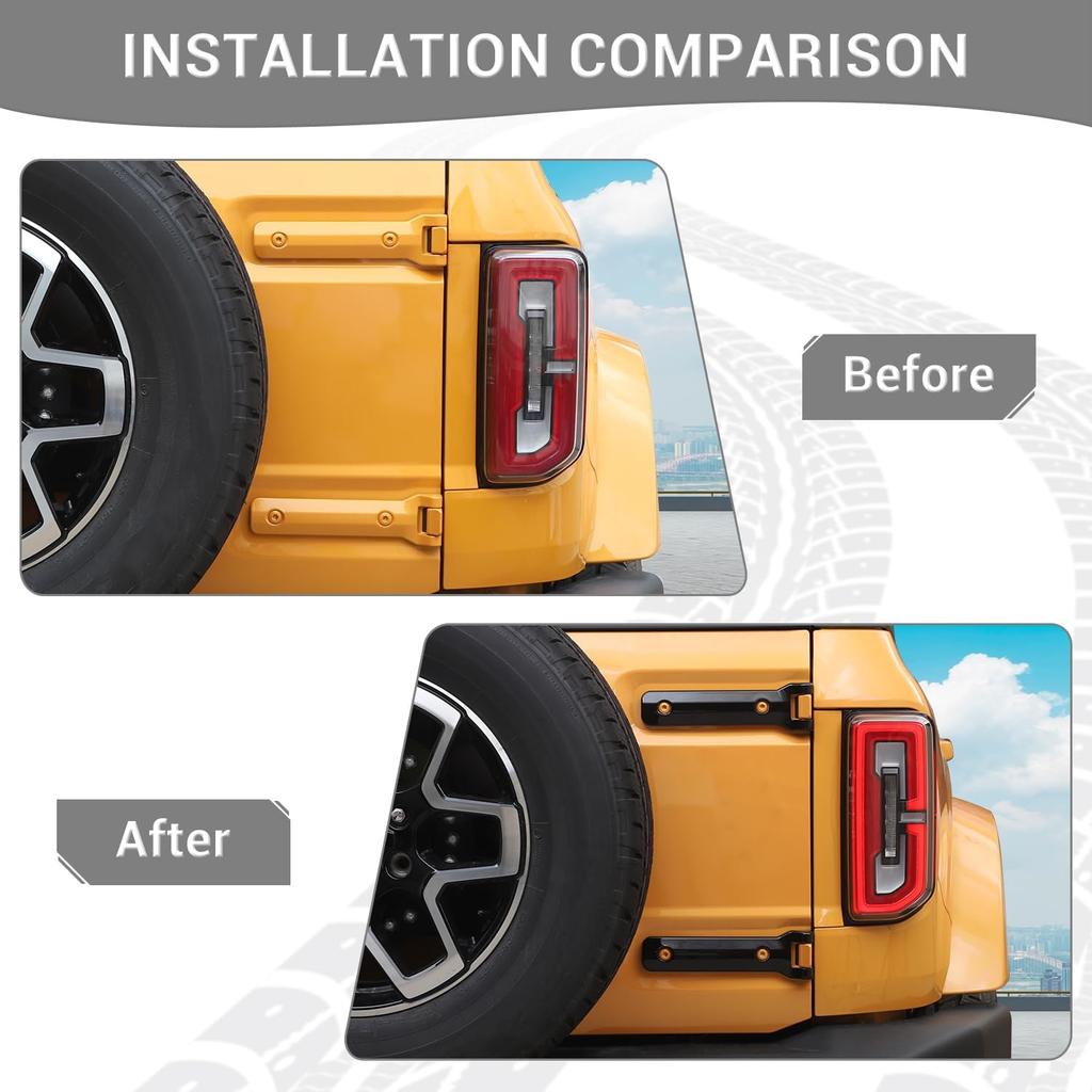 For Bronco Tailgate Hinge Cover Trim Black for Ford Bronco 2021 2022 2023 Black Exterior Accessories 2pcs