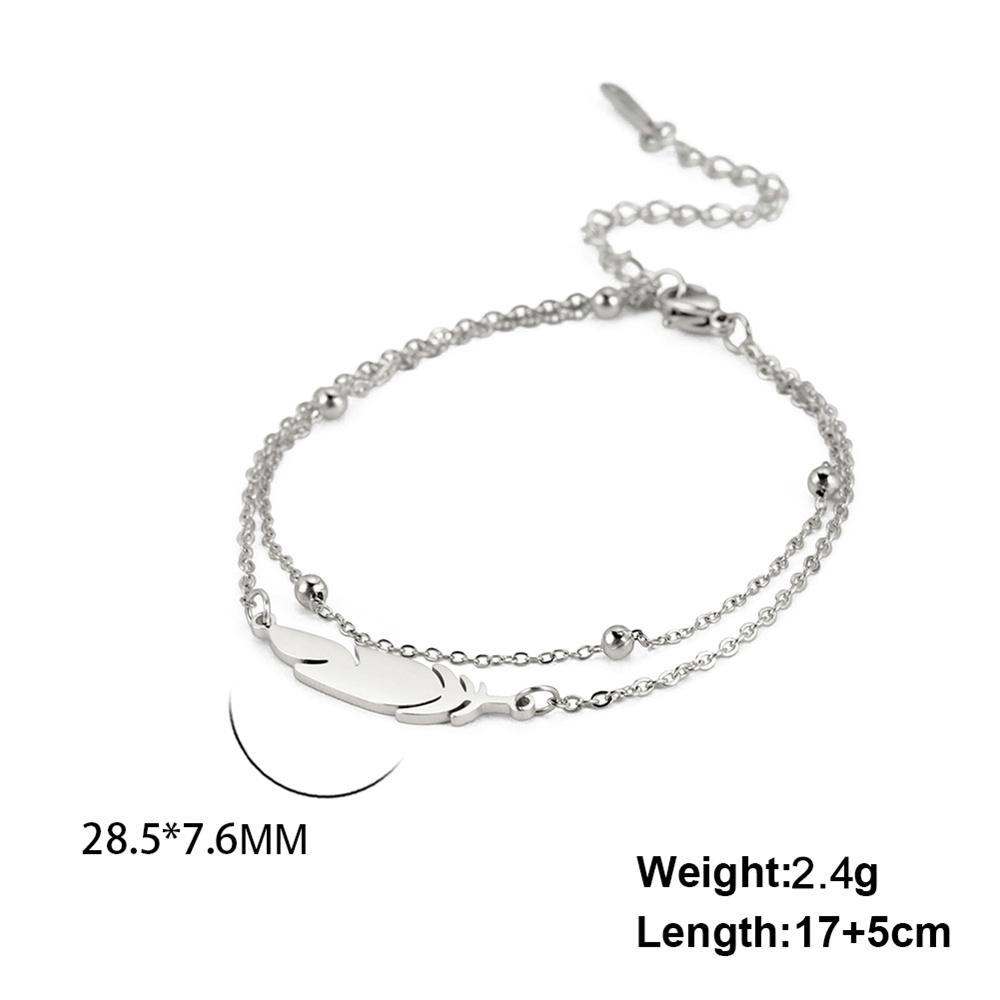 

Feather Charm Bracelet for Women Adjustable Stainless Steel Layered Box Chain Braided Red Black Purple Rope Wristband Jewelry Adjustable