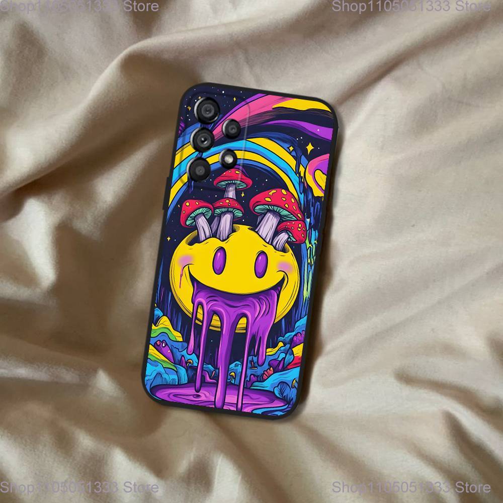 Trippy Art Mushroom Phone Case For Samsung Galaxy A20,A21s,A22,A31,A32,A52,A53,A72,73,A80 Soft Black Cover