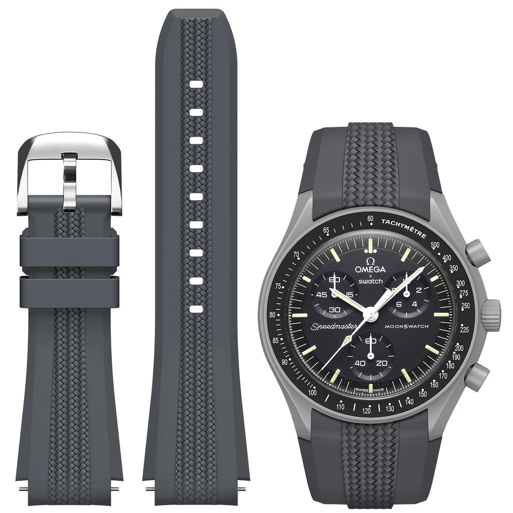 20mm Silicone Strap for Omega x Swatch Speedmaster Moonswatch No Gap Replacement Curved End Band for Omega X Swatch WatchBand\[[