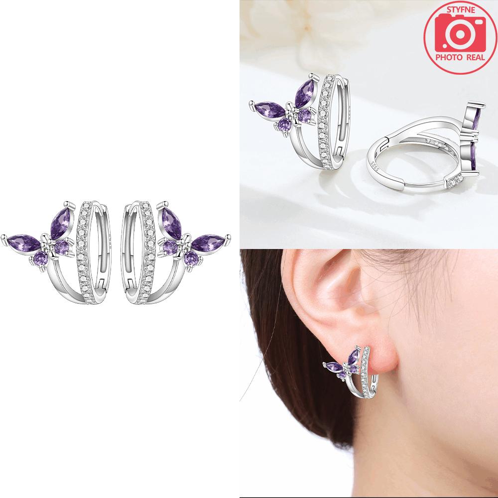 Authentic Copper Purple Dreamy Fishtail Ear Ring Butterfly Animal Flower Accessory Earring Jewellery Fine Gift Diy Accessory