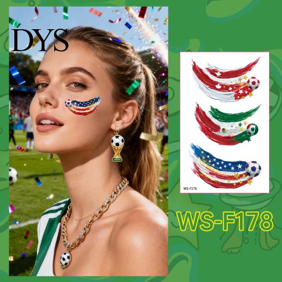 Tattoo Stickers Waterproof Sweatproof Temporary Tattoos for Club Decals Events Parties Football Fans Makeup Face