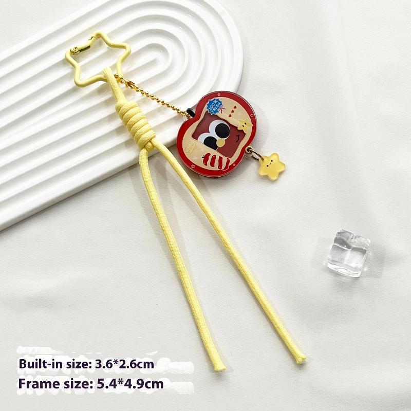 1In Photo Card Holder Cartoon Apple Shaped Photo Album Keychain For Bags Acrylic Charm Kpop Idol Photocard Protector Cover