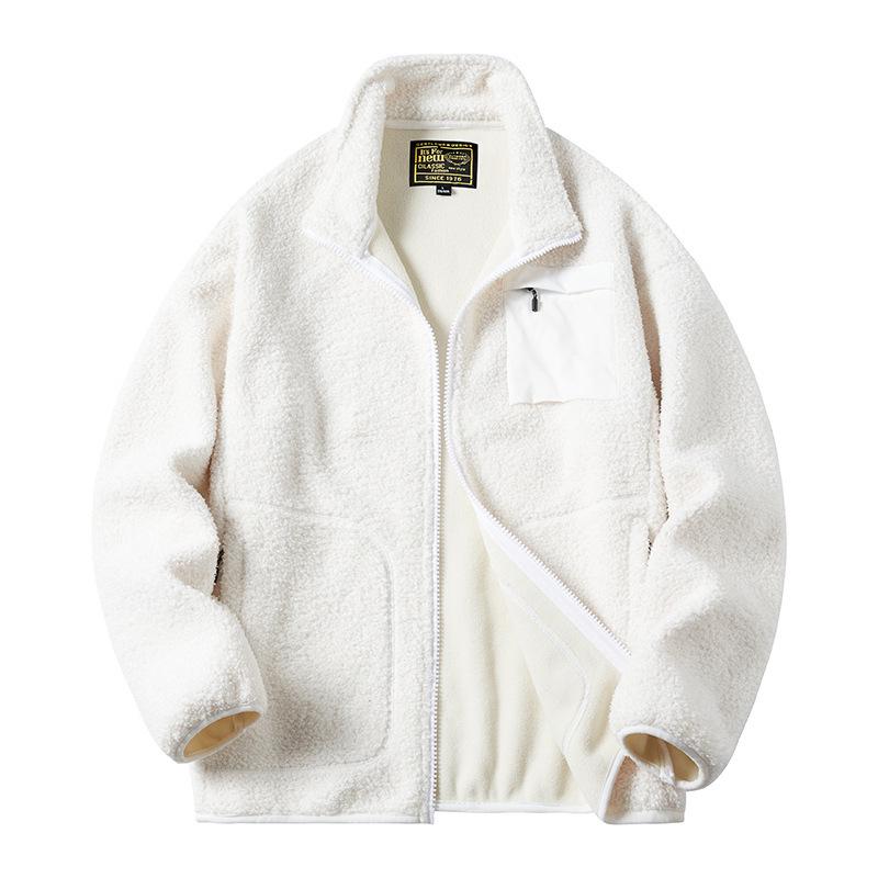 Men's Winter Velvet Fleece Jacket - Long Sleeve, Stand Collar, Thickened Casual Hoodie