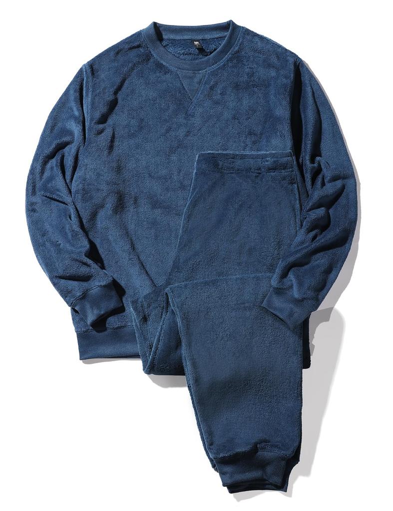Nutopia Fluffy Double-Sided Fleece Pajama Set (Navy/L)