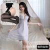 Sexy nightdress big butterfly neck suspender skirt mesh robe set women's pajamas Douyin popular home nightdress