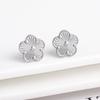 Metal Laser Five Leaf Flower Bracelet Necklace Earrings Zircon Set Classic For Woman Stainless Steel Zircon Daily Wear Clover