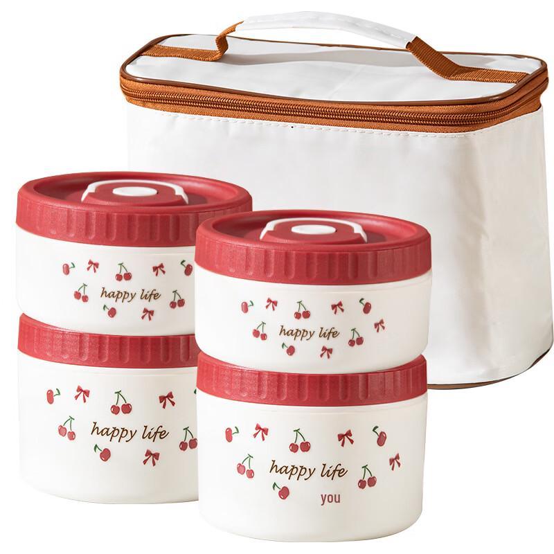 Kirschrote Edelstahl-Isolier-Lunchbox
