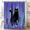 Cat Forest Shower Curtain Woodland Animal Nature Decor Bathroom Set Vintage Floral Pattern Home Decor Artistic Tapestry Wall Han