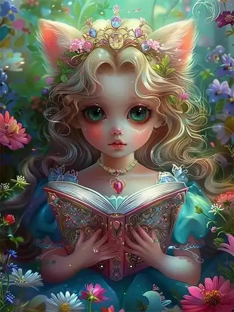 Diy 5D Diamond Painting Cartoon Princess Cat Mosaic Art Embroidery Girl Picture  Embroidered Wall Decoration Children's Gift