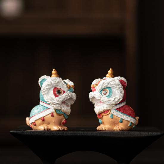 Lion Tea Pet Color-Changing Ornament for Tea Table Decoration Traditional Auspicious Lion Design National Trend Culture Tea Accessory