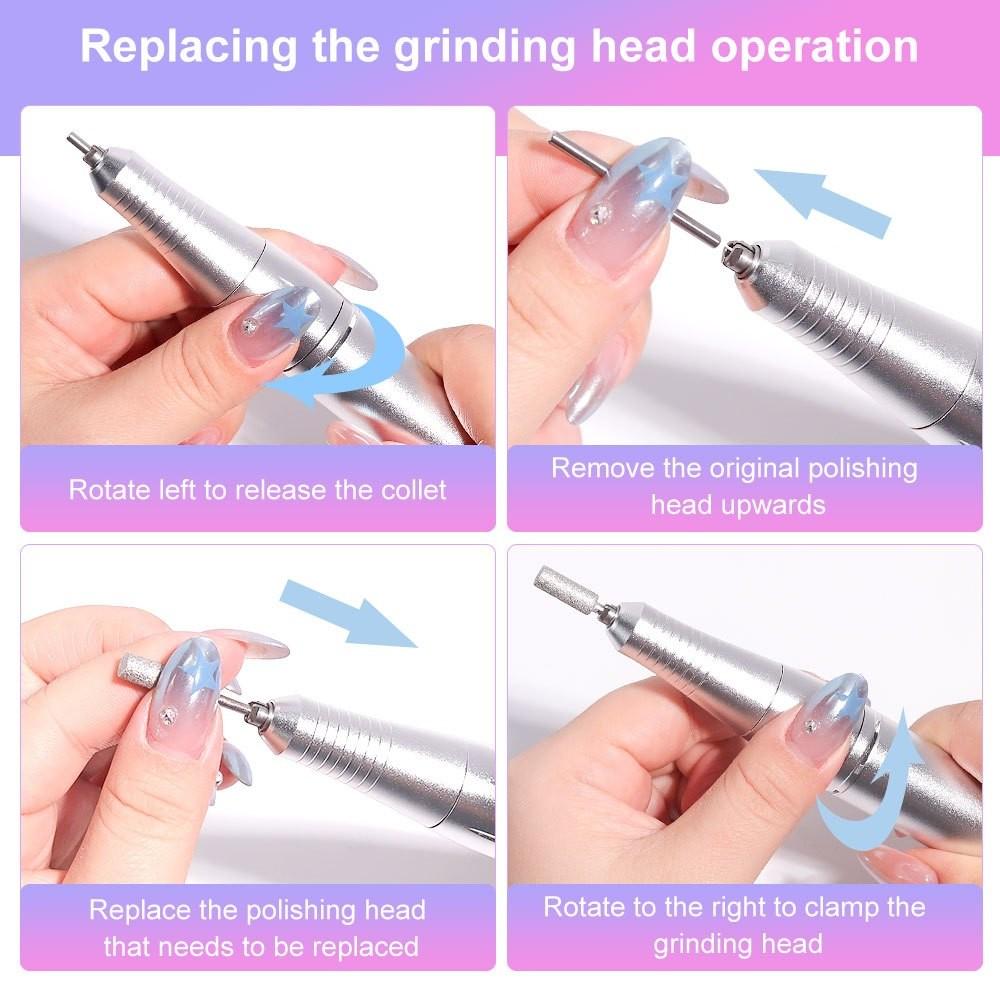 45000RPM Portable Electric Nail File Machine Nail Polishing Tool Rechargeable Professional Manicure Drill Kit