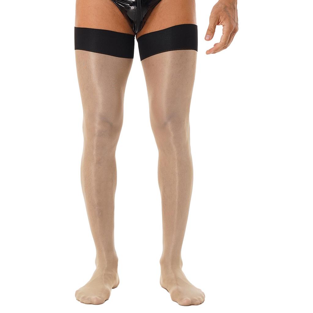 Män Glansiga Stretchiga strumpor Lår Höga Transparenta strumpor Sissy Strumpor Strumpor Underkläder Över Knästrumpor Kostymtillbehör