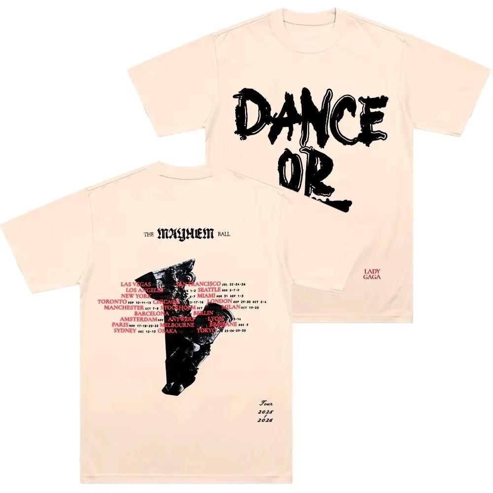 

2026 Lady Gaga Mayhem Dance or Die Tour TShirt Unisex Women Oversized Y2k Vintage Tees Round Neck T Shirts Comfort Clothing S