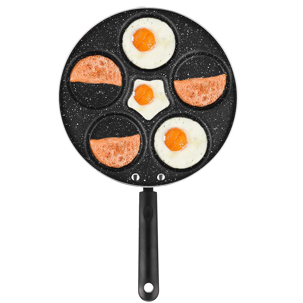 5 Round Holes Frying Pan Non Stick Eggs Cooking Pan Home Kitchen Cookware for Breakfast