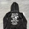 ZYLLO Fashion Retro Trend Harajuku Ins Zipper Hooded Cardigan Sweatshirt Street Punk Women Top Y2k Clothing